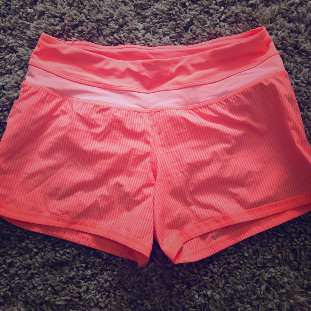 Lululemon shorts, orange with stripe detail